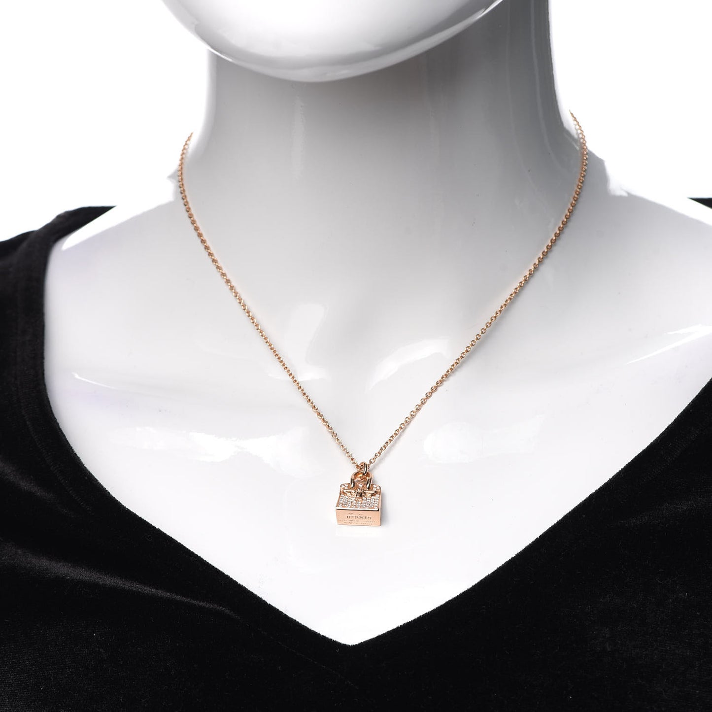18K Rose Gold Diamond Birkin Amulette Pendant Necklace