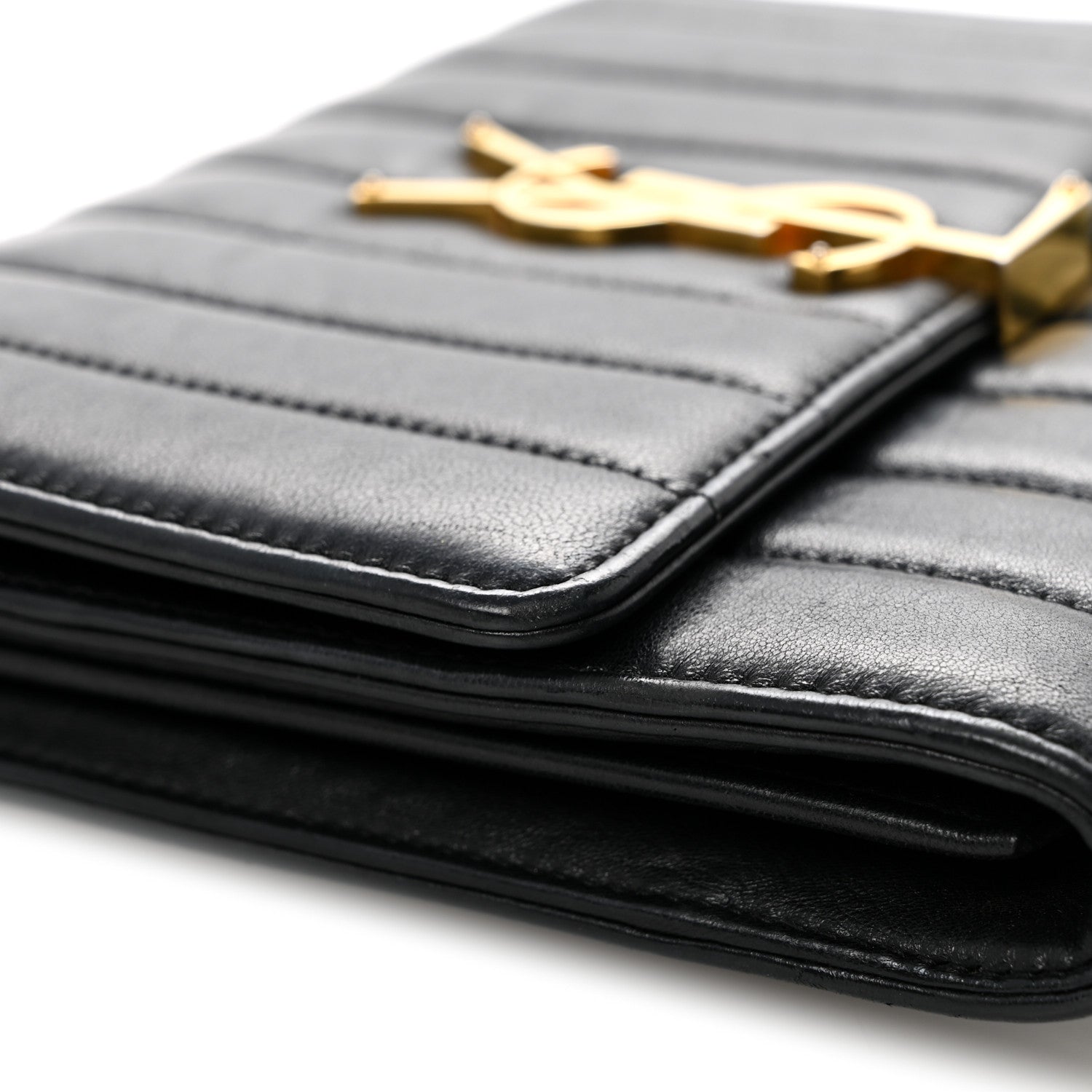 Saint Laurent Lambskin Matelasse Monogram Vicky Chain Wallet Black 16 of 16