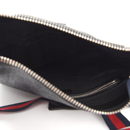 Gucci GG Supreme Monogram Appia Calfskin Web Flat Messenger Bag Black Grey 5 of 10