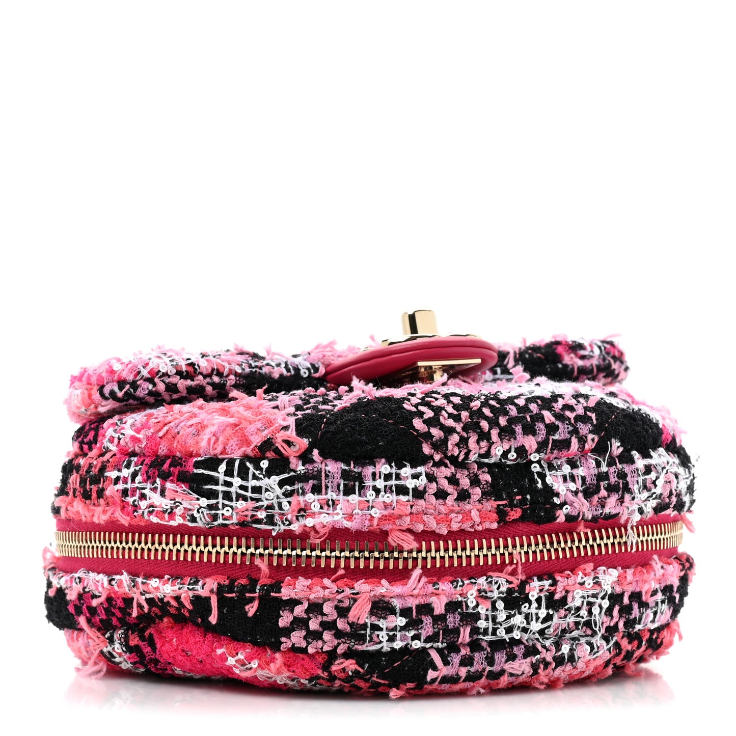 Tweed Convertible Bowler Flap Pink Black White Coral