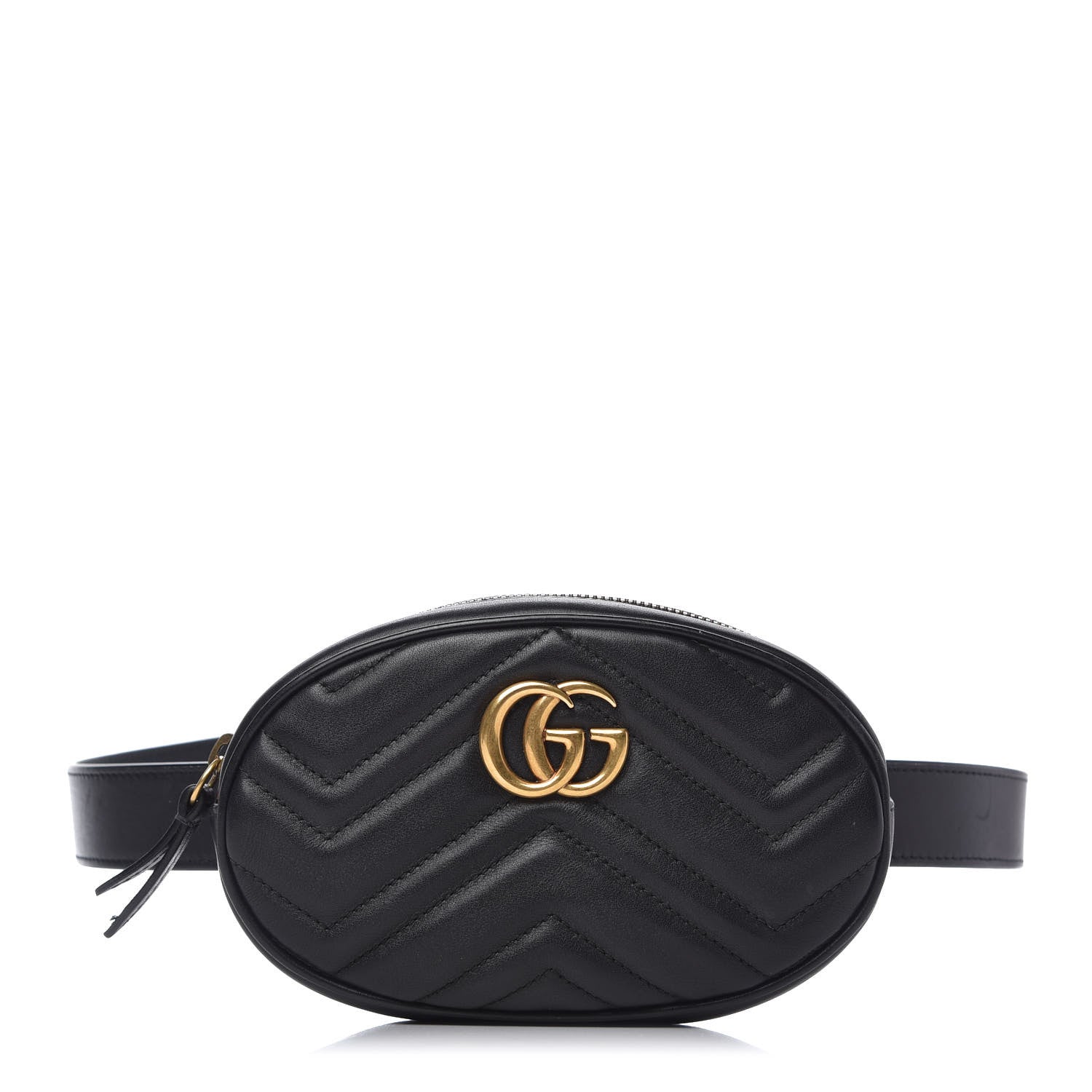 Gucci Calfskin Matelasse GG Marmont Belt Bag 85 34 Black 1 of 10