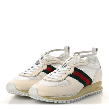 Gucci GG Suede Monogram Web Re-Motion Sneakers 37 White 4 of 12