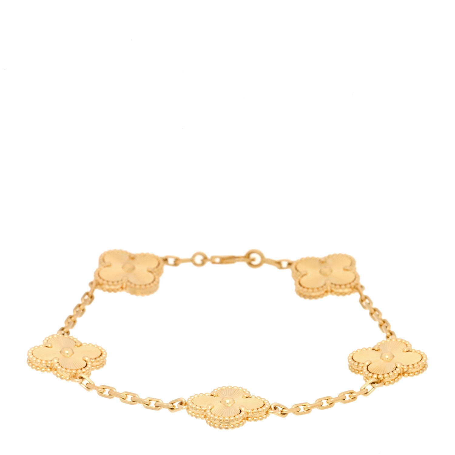 Van Cleef & Arpels 18K Yellow Gold 5 Motifs Guilloche Vintage Alhambra Bracelet 1 of 4