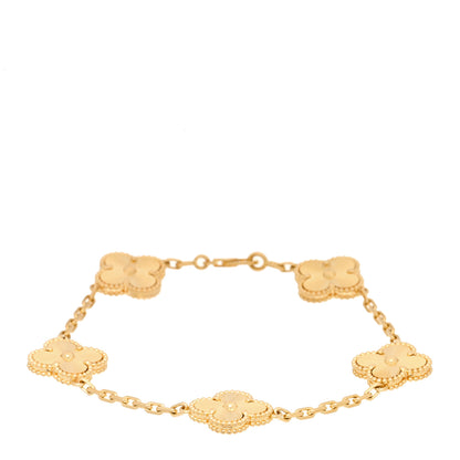 Van Cleef & Arpels 18K Yellow Gold 5 Motifs Guilloche Vintage Alhambra Bracelet 1 of 4