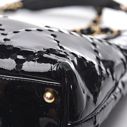 Chanel Patent Perforated CC Shopping Tote Black 19 of 21