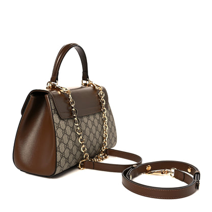 Gucci GG Supreme Monogram Calfskin Medium Horsebit 1955 Top Handle Bag Beige Ebony Brown Sugar 3 of 11