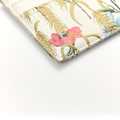 Christian Dior Calfskin Hibiscus Printed Card Holder Beige Multicolor 7 of 8