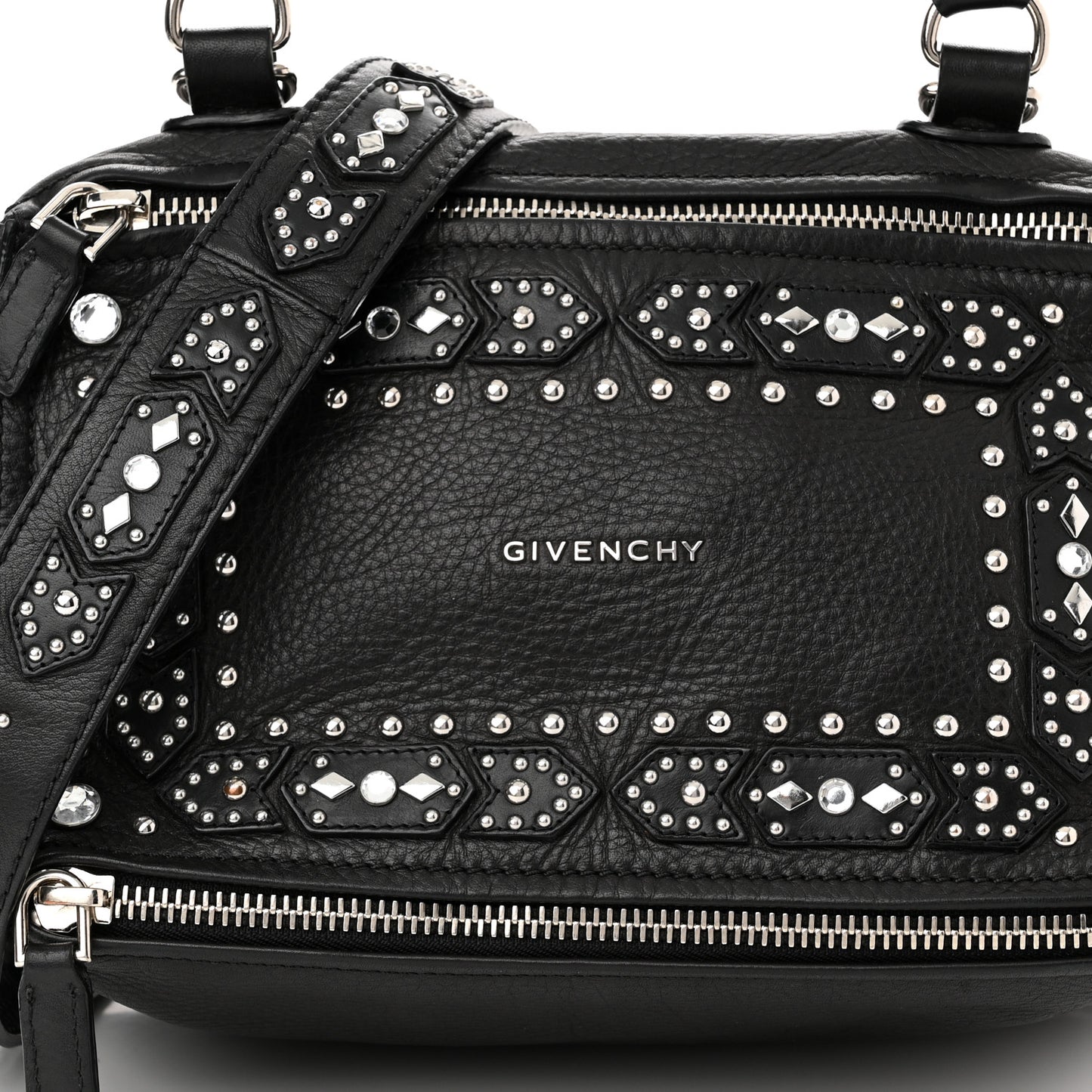 Calfskin Studded Small Pandora Black