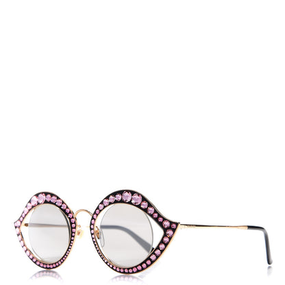 Gucci Metal Crystal Cat Eye Sunglasses GG0046S Light Pink 1 of 8
