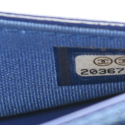 Chanel Grained Patent Calfskin Timeless Wallet On Chain WOC Blue 6 of 11