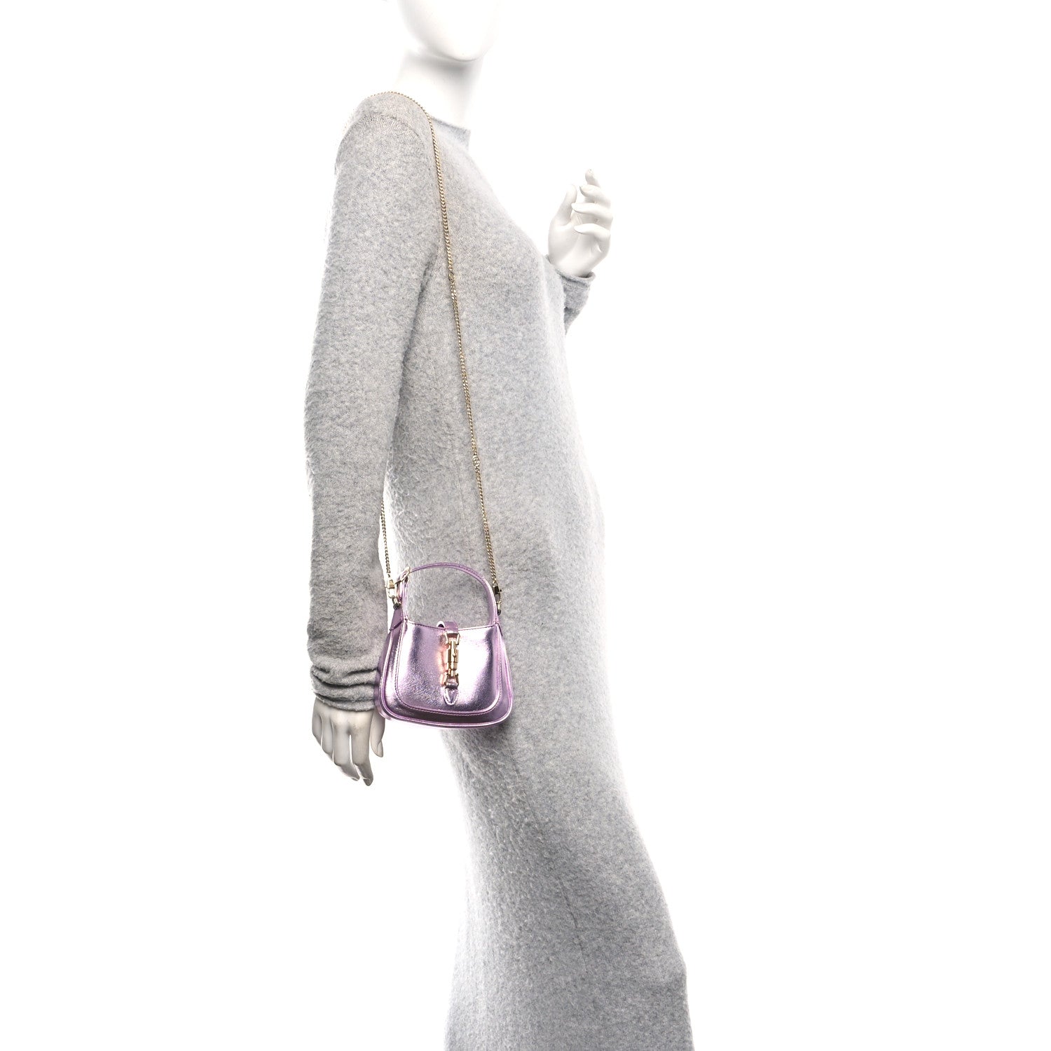 Gucci Laminated Nappa Nano Jackie 1961 Hobo Metallic Rosa 2 of 11