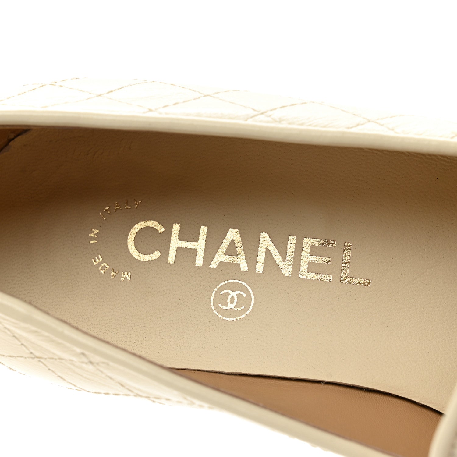 Chanel Calfskin Stitched CC Loafers 39 Ivory 8 of 10