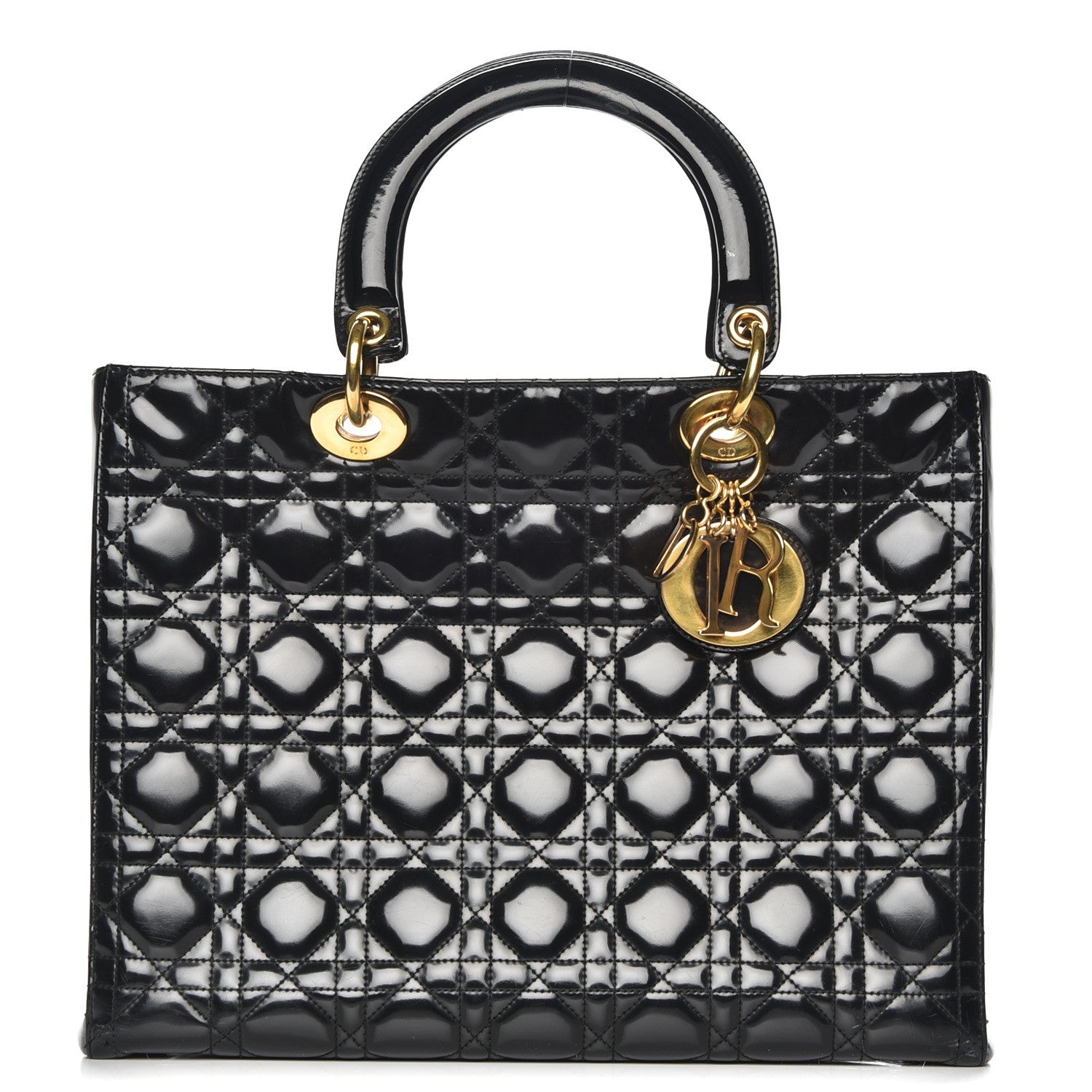 Christian Dior Vintage Patent Cannage Large Lady Dior Black 1 of 11
