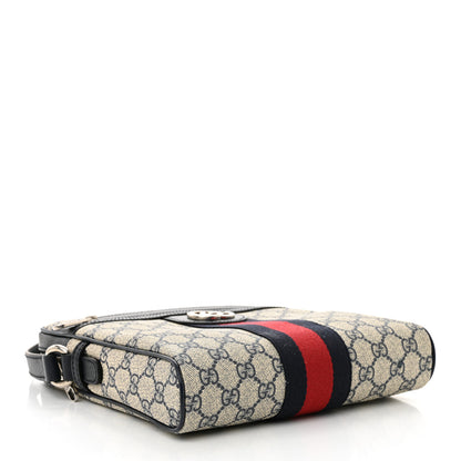 Gucci GG Supreme Monogram Textured Dollar Calfskin Web Small Ophidia Messenger Bag Beige Blue 4 of 10