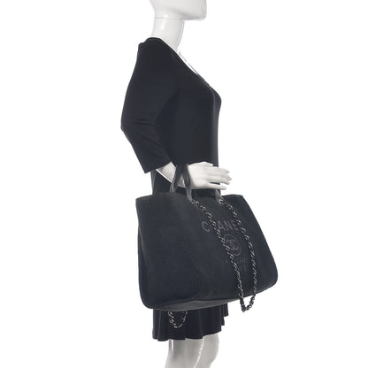 Chanel Lurex Boucle Large Deauville Tote Black 2 of 10