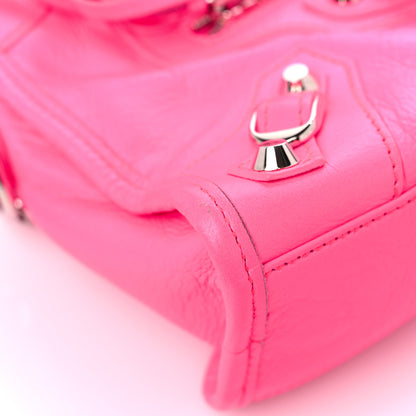 Balenciaga Agneau Classic Silver Hardware Mini City Rose Fluo 8 of 13
