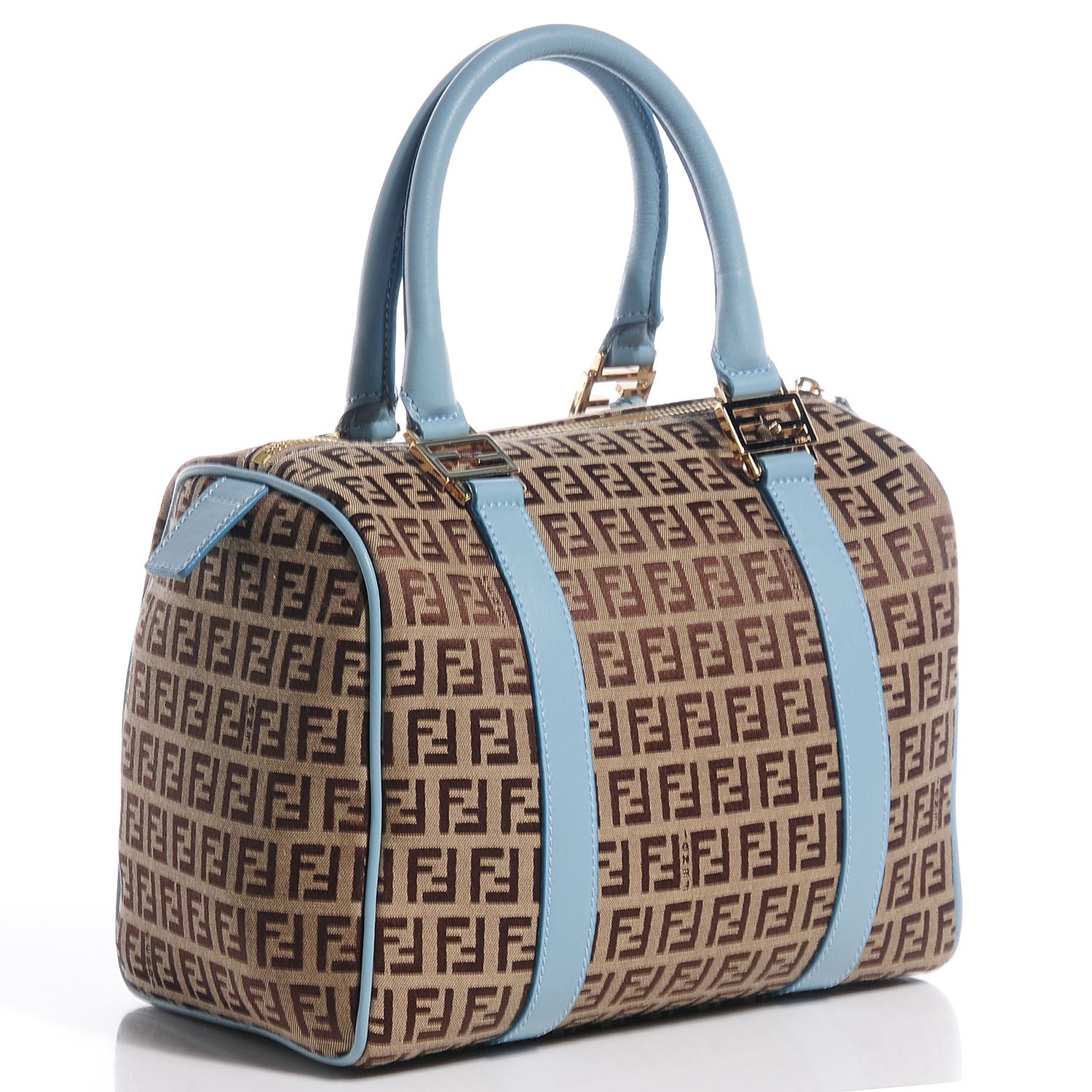 Fendi Zucchino Vitello Small Forever Boston Mogano Panna Laguna 3 of 9