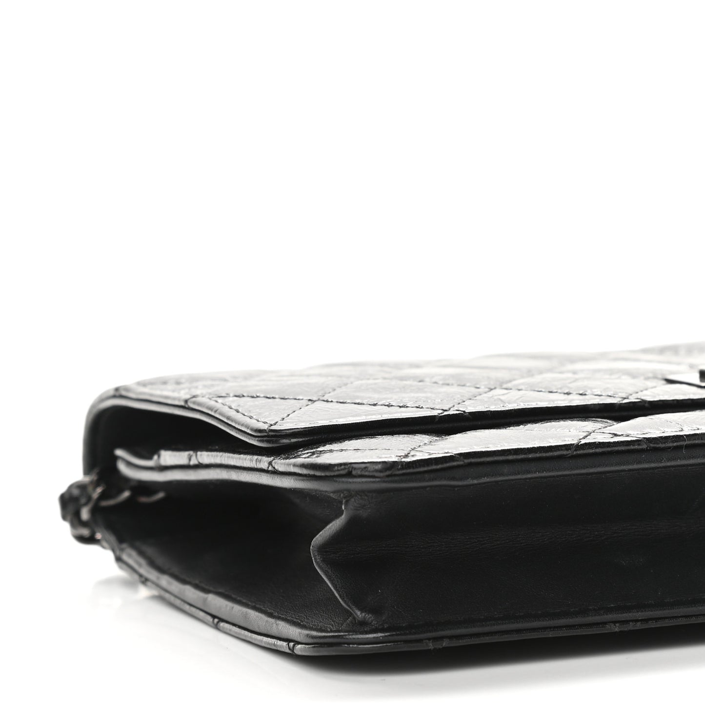 Glazed Aged Calfskin Reissue Wallet On Chain WOC Black