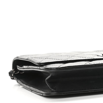 Chanel Glazed Aged Calfskin Reissue Wallet On Chain WOC Black 10 of 12