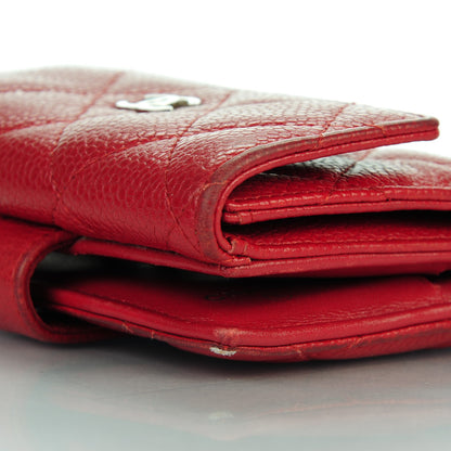 Chanel Caviar Quilted Compact French Flap Wallet Red 11 of 13