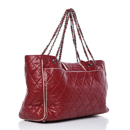 Chanel Lambskin Quilted East West Large Tote Red 3 of 12