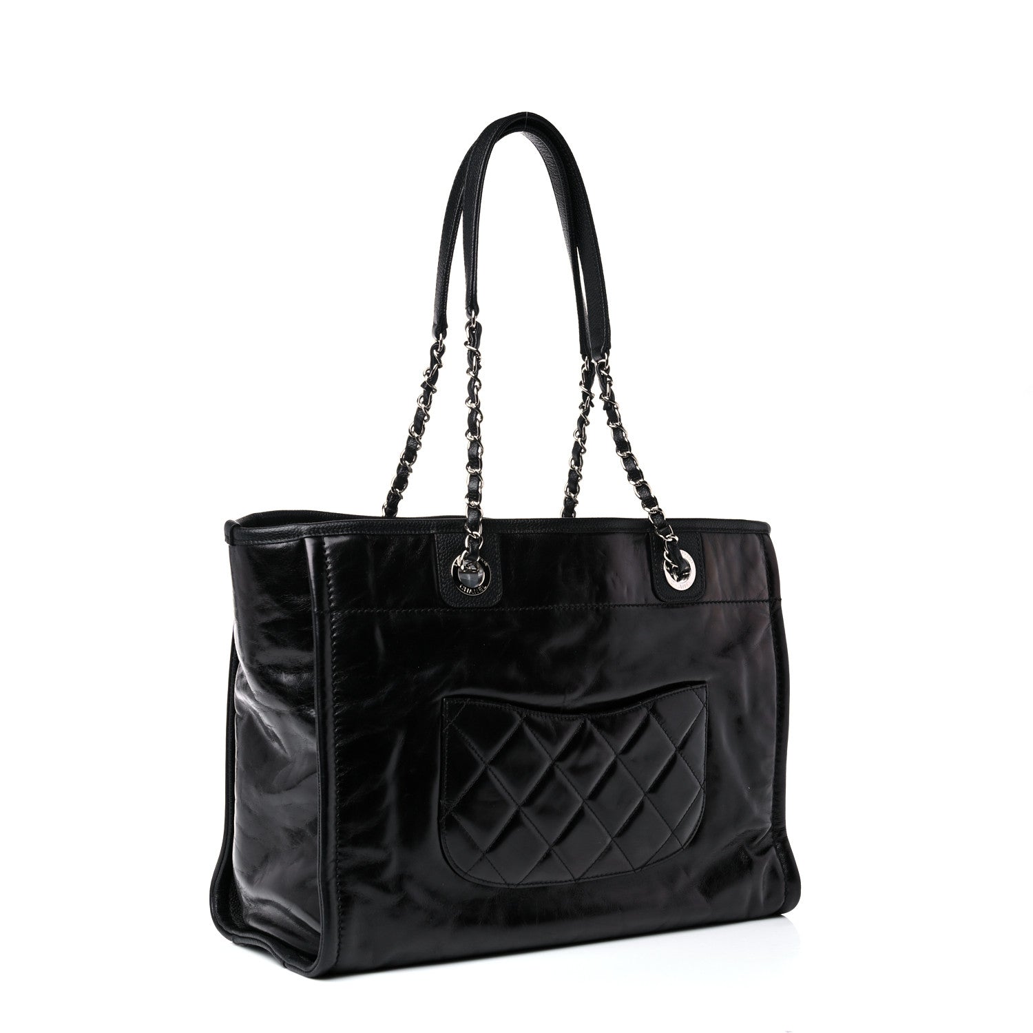 Chanel Glazed Calfskin Small Deauville Tote Black 3 of 21