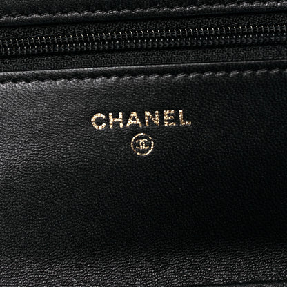 Chanel Lambskin Chevron Quilted Wallet On Chain WOC Black 6 of 10