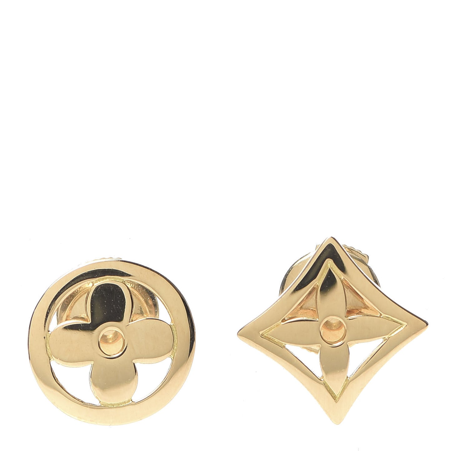 18K Yellow Gold Monogram Resille Ear Studs Earrings