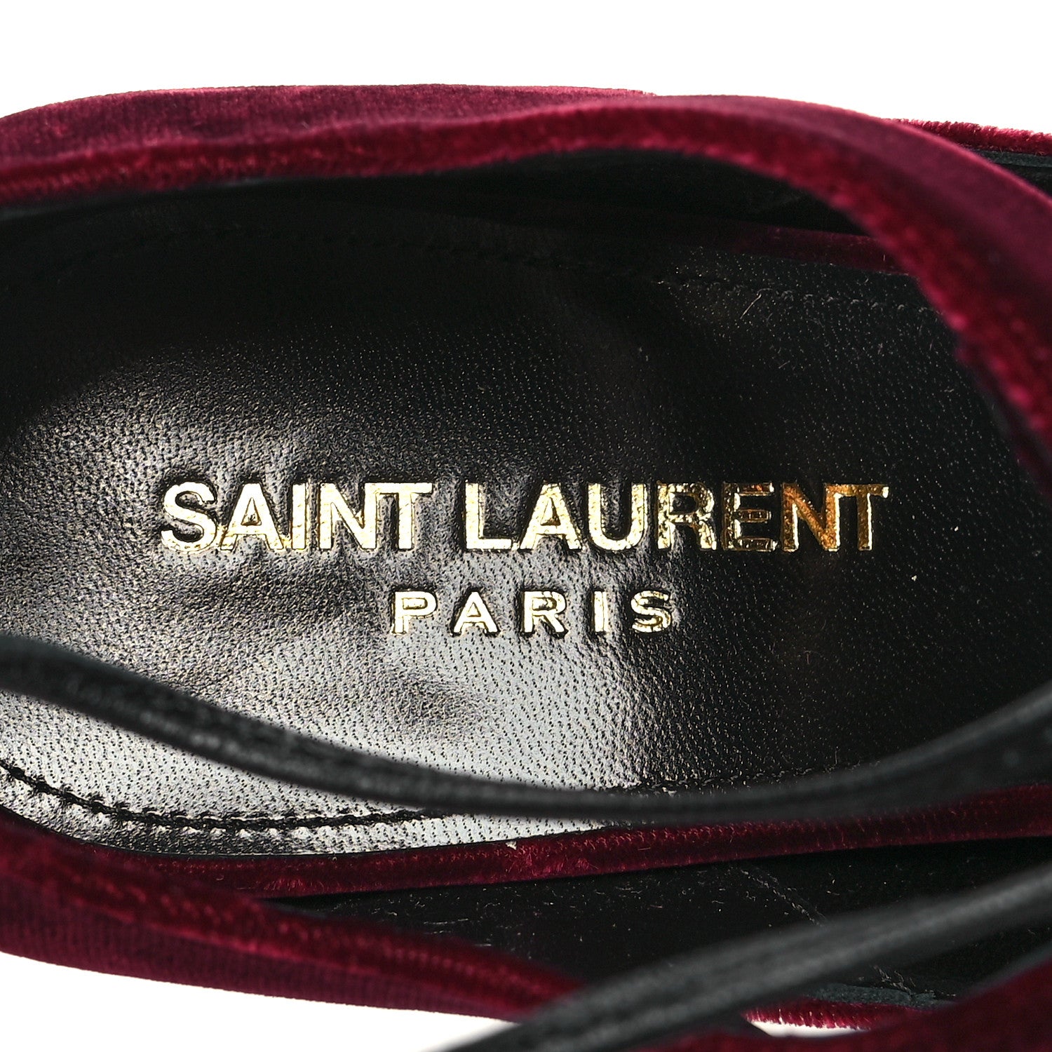 Saint Laurent Velluto Master Lace Up Tribute 105 Platform Sandals 38 Burgundy 8 of 8