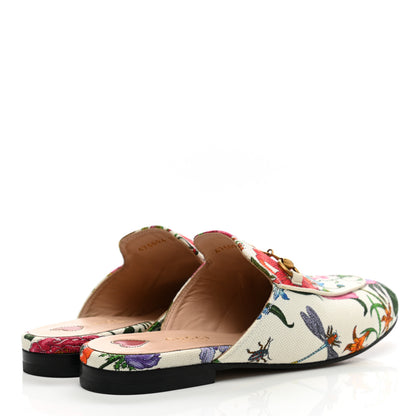 Gucci Canvas Flora Womens Princetown Slippers 37 White Multicolor 4 of 11