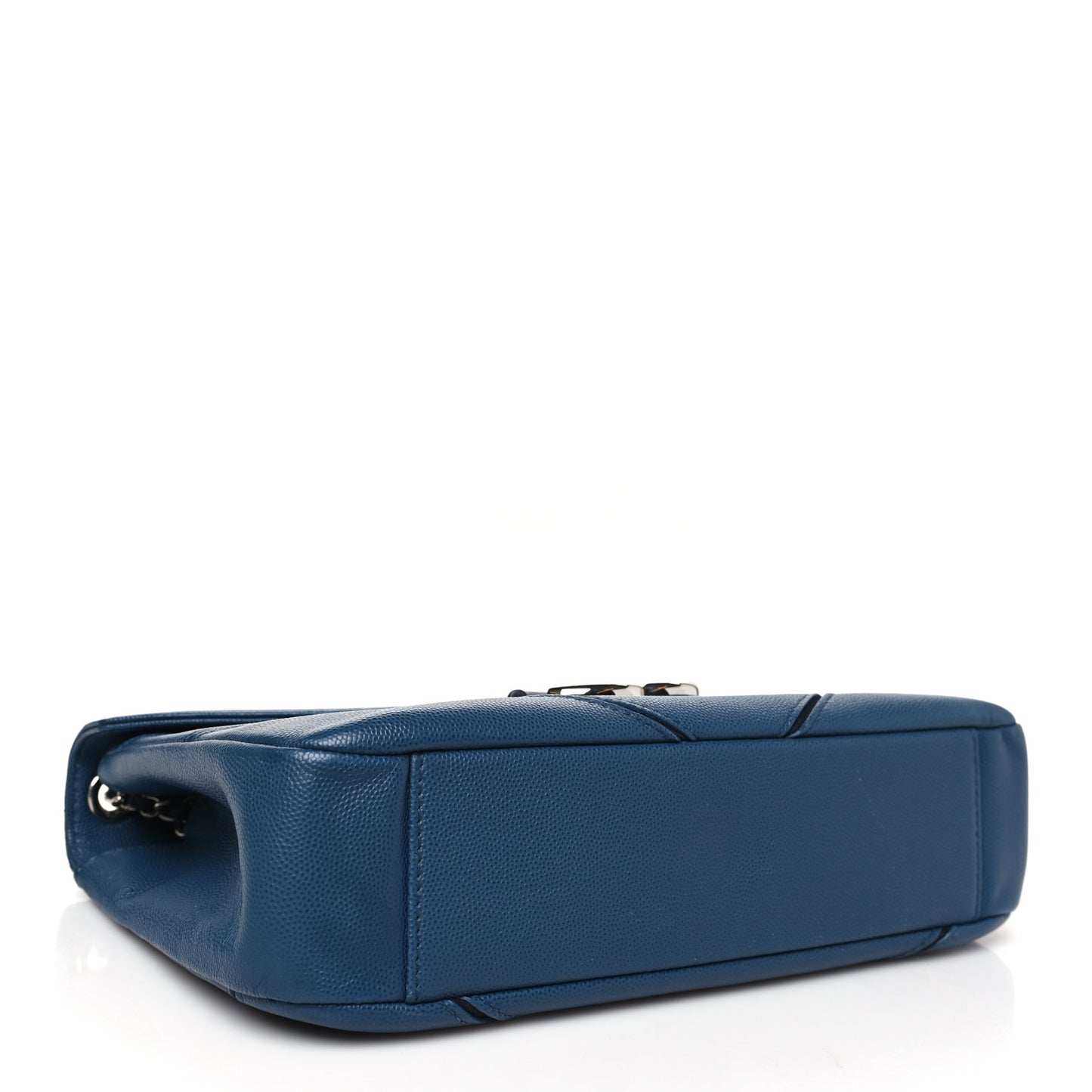Caviar Macro Chevron Single Flap Blue