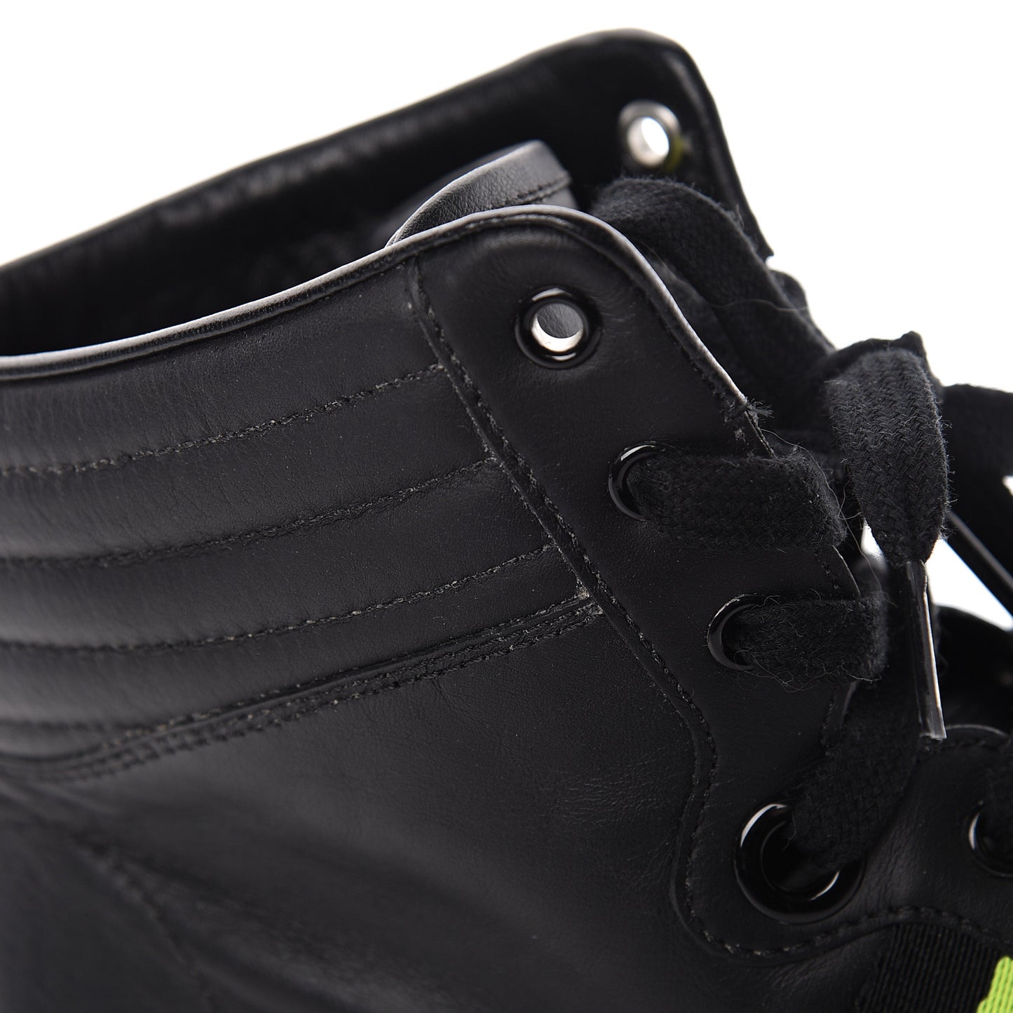 Calfskin GG Viaggio High-Top Sneakers 10.5 Black Green Fluo