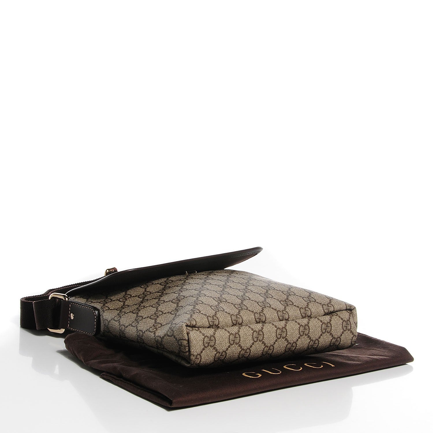 Gucci GG Plus Monogram Small Flap Messenger Bag Beige Dark Brown 4 of 7