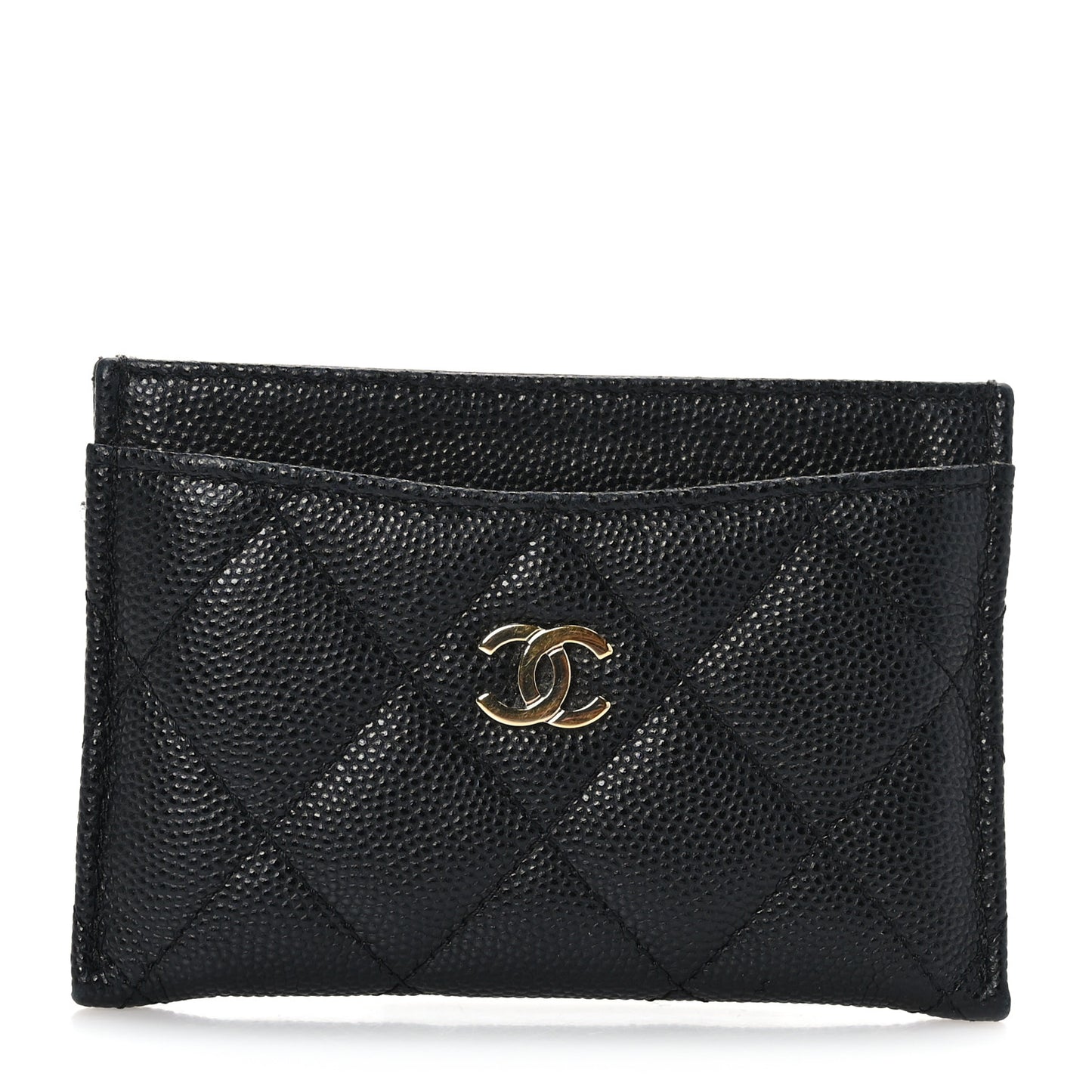 Caviar Quilted Card Holder Black