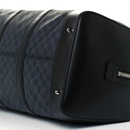 Gucci Soft GG Supreme Monogram Appia Calfskin Web Large Carry On Duffle Bag Black Grey 13 of 13