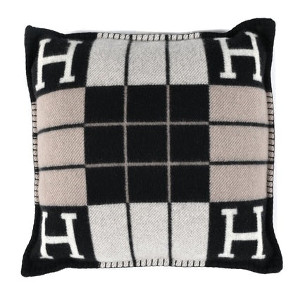 Hermes Wool Cashmere Avalon III Pillow PM Ecru Black 1 of 3