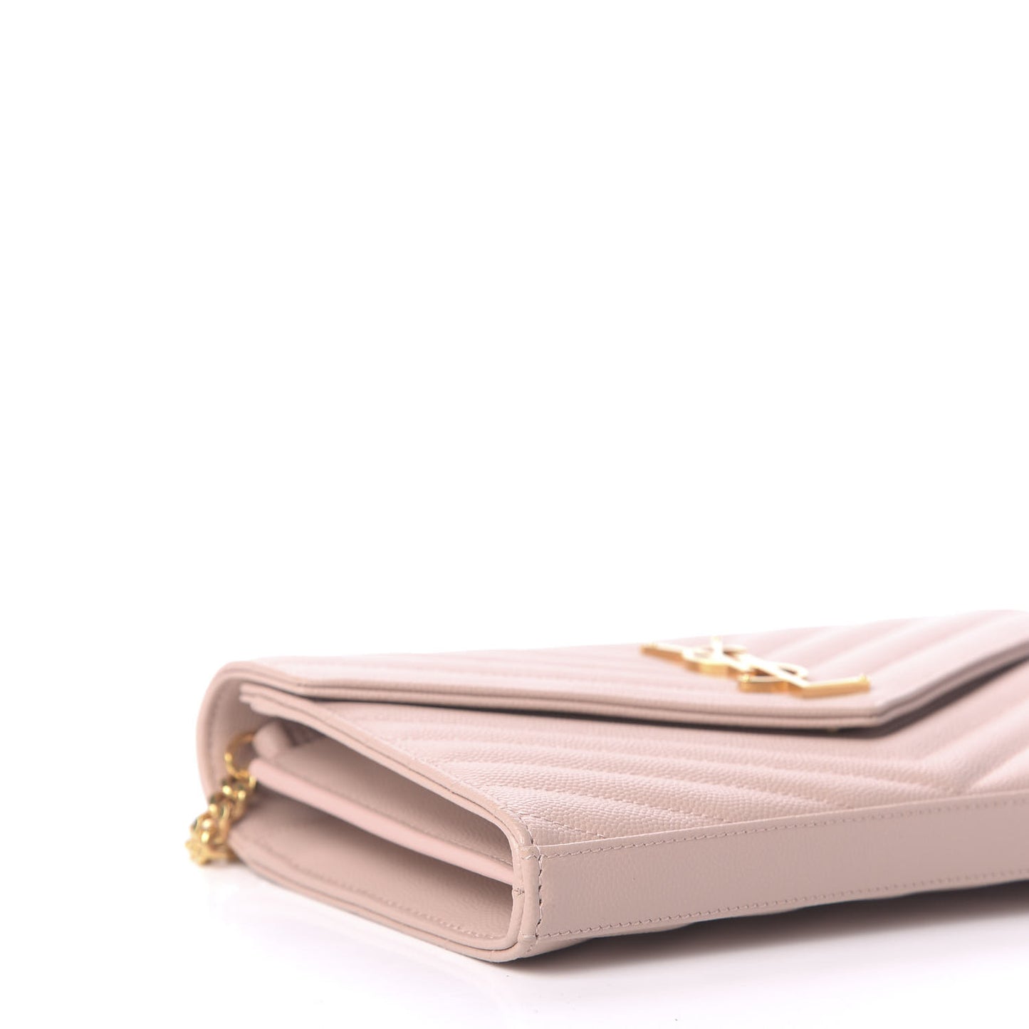 Grain De Poudre Matelasse Chevron Monogram Chain Wallet Rose Antic