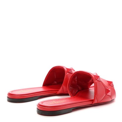 Valentino Garavani Nappa Monochrome Roman Stud Flat Slide Sandals 37 Rouge Pur 4 of 8