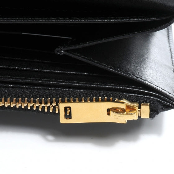 Leather Classic Large Flap Wallet Black