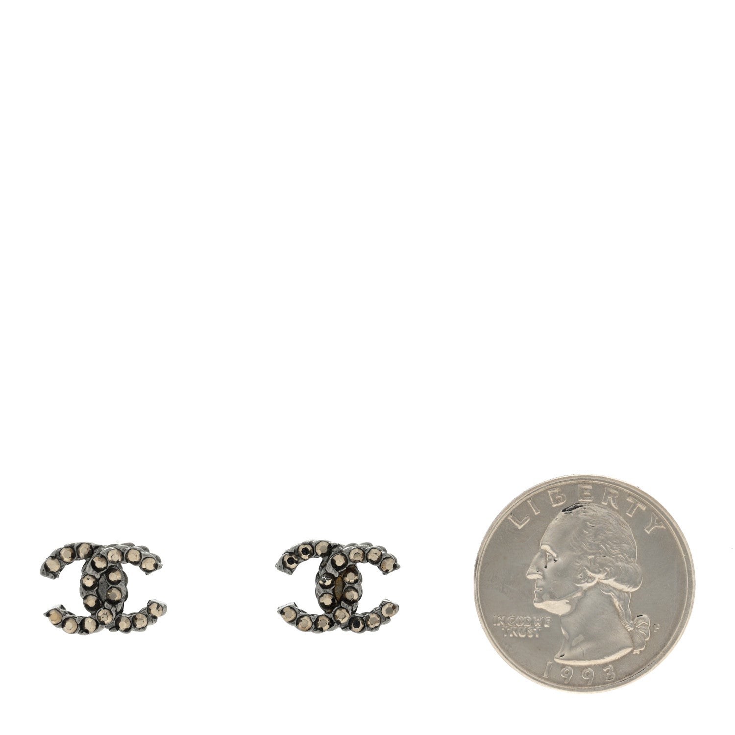 Chanel Ruthenium Crystal CC Earrings Black 2 of 4