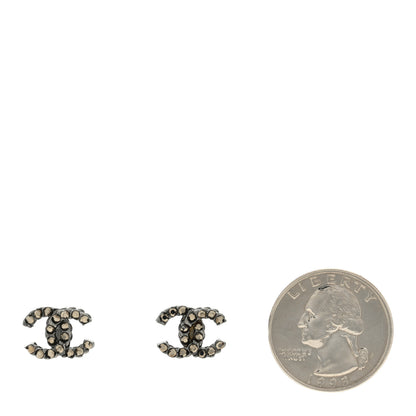 Chanel Ruthenium Crystal CC Earrings Black 2 of 4