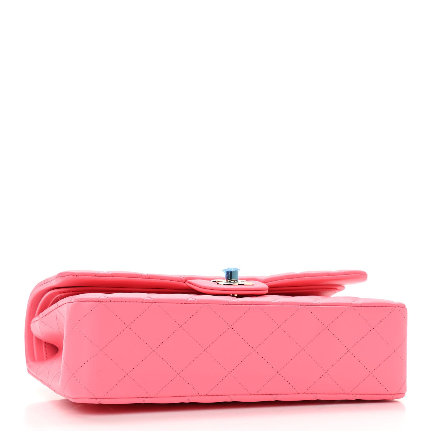 Lambskin Quilted Medium Double Flap Pink