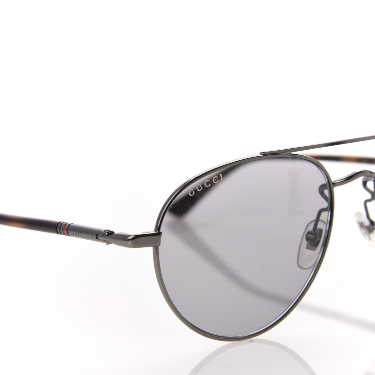 Gucci Acetate Aviator Sunglasses GG0388S Silver Tortoise 7 of 8