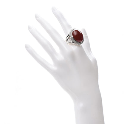 David Yurman Sterling Silver Diamond Carnelian Signature Oval Ring 57 8 2 of 7