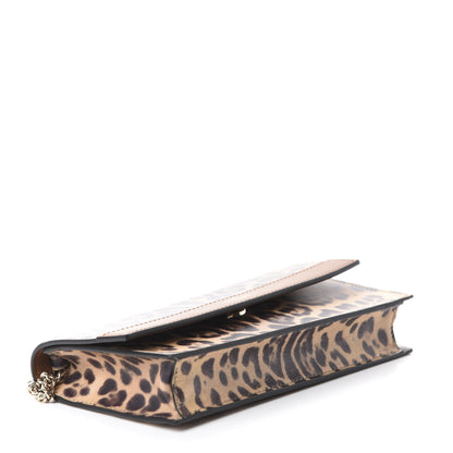 Valentino Garavani Calfskin Leopard Print City Safari Wallet On Chain Brown 4 of 9