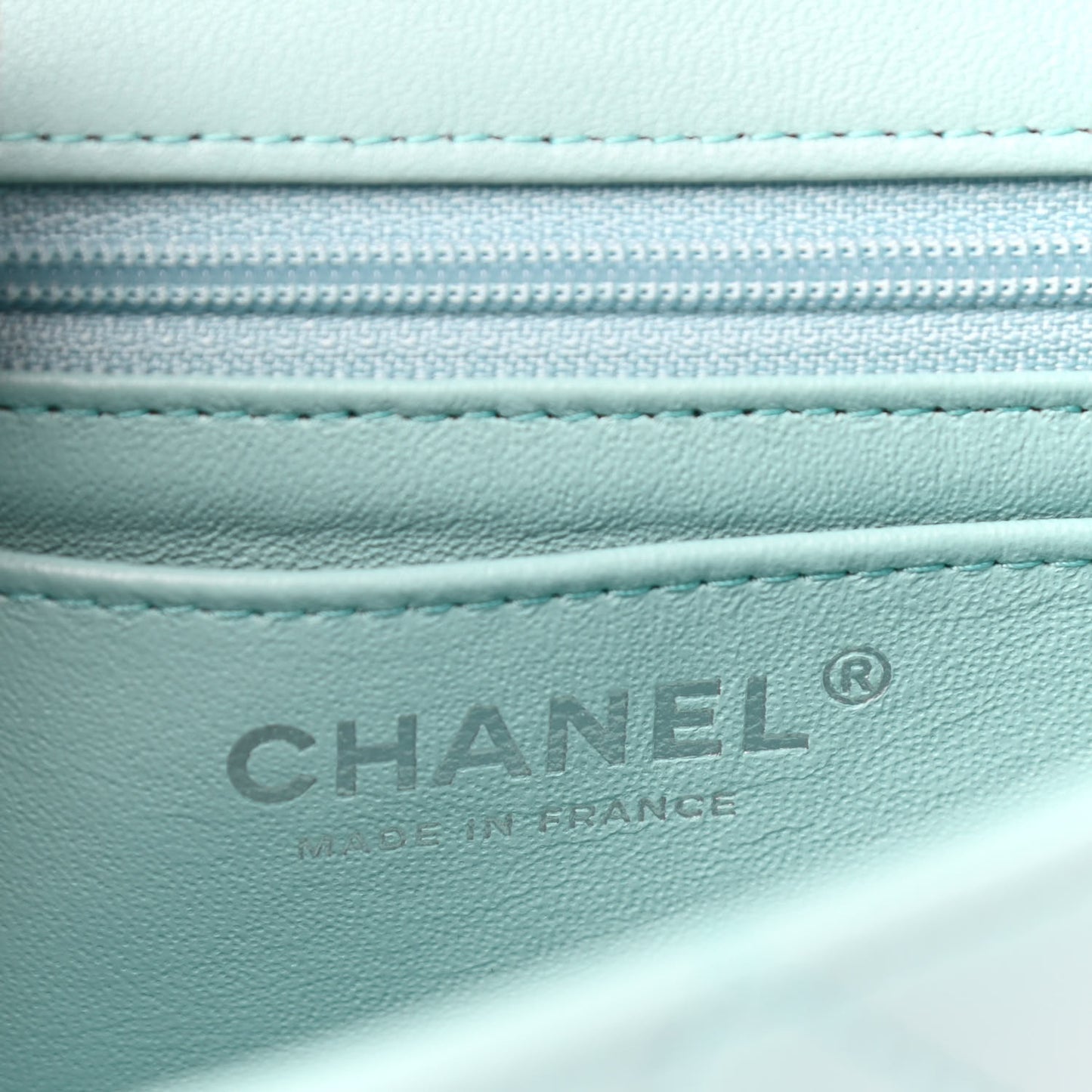 Lambskin Quilted Mini Rectangular Flap Light Blue