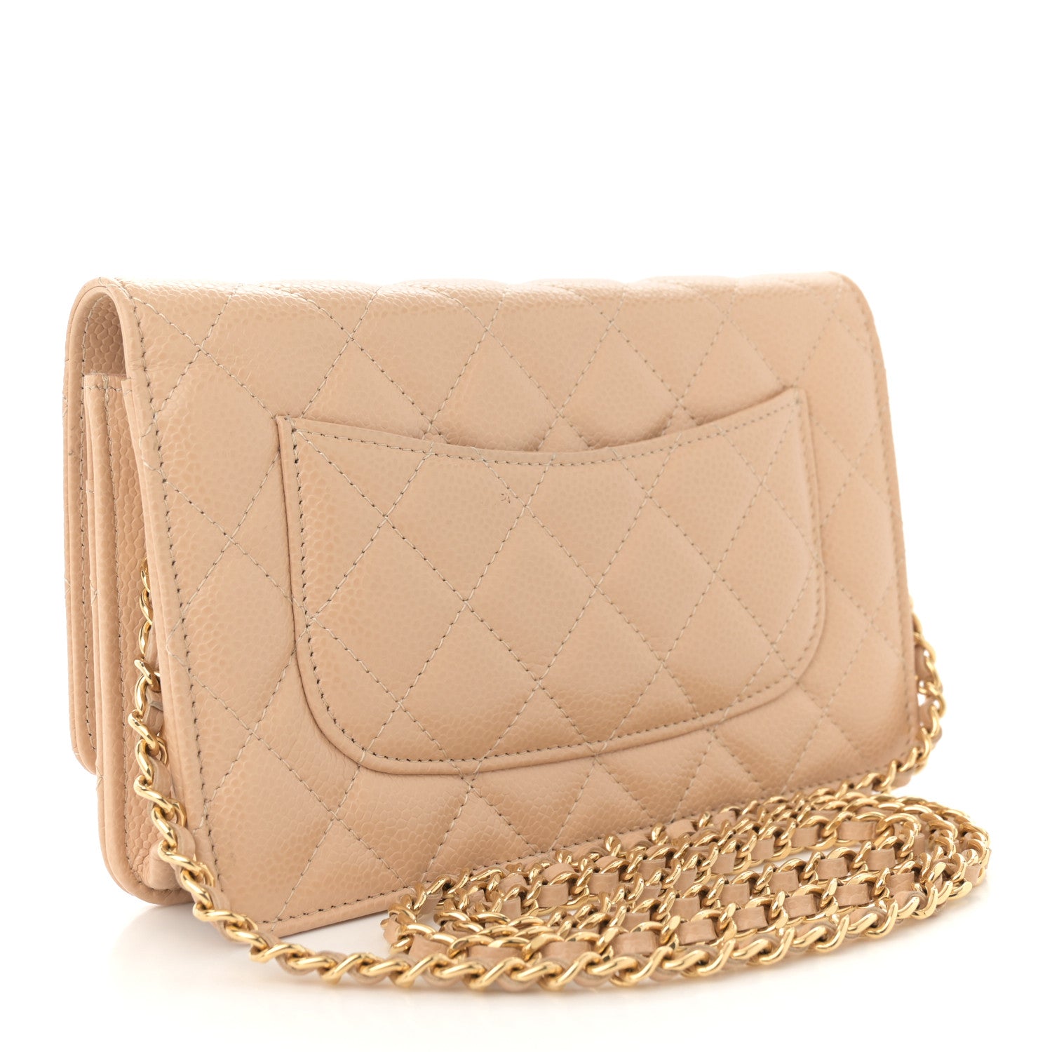 Chanel Caviar Quilted Wallet on Chain WOC Beige 3 of 13