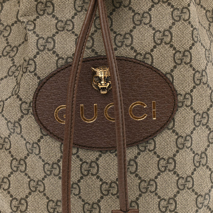 Gucci GG Supreme Monogram Neo Vintage Drawstring Bucket Backpack Beige New Acero Crop 8 of 10