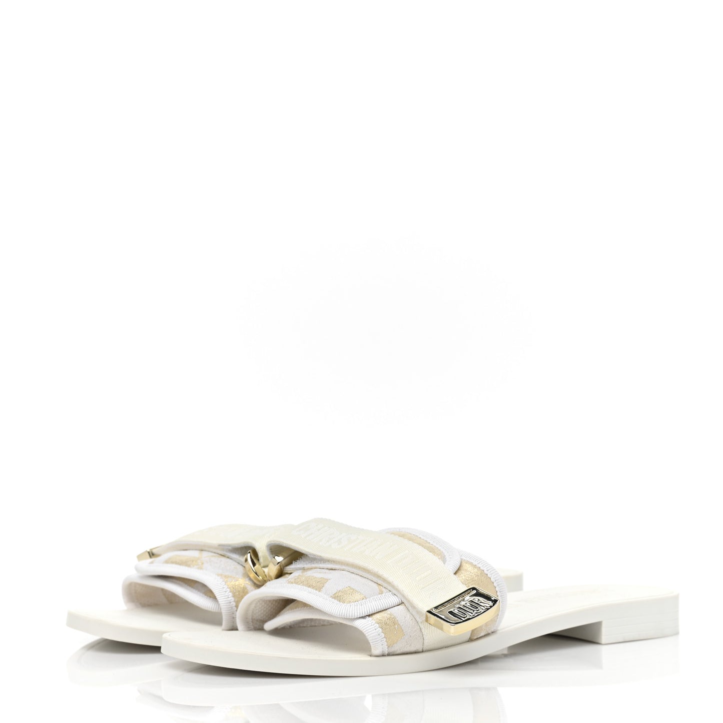 Technical Stretch Fabric Etoile Dio(r)evolution Slide Sandals 39 White Gold