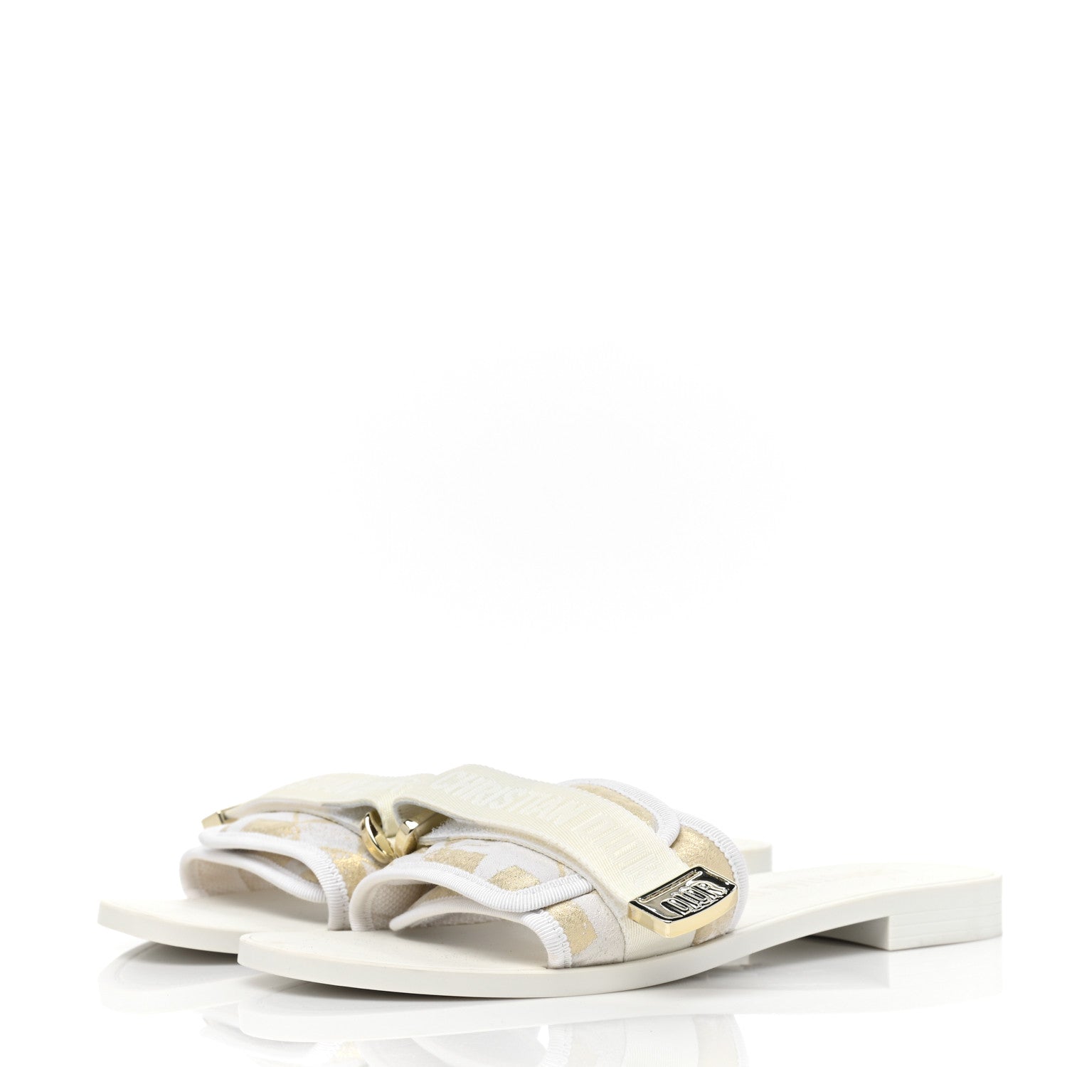 Christian Dior Technical Stretch Fabric Etoile Dio(r)evolution Slide Sandals 39 White Gold 3 of 9